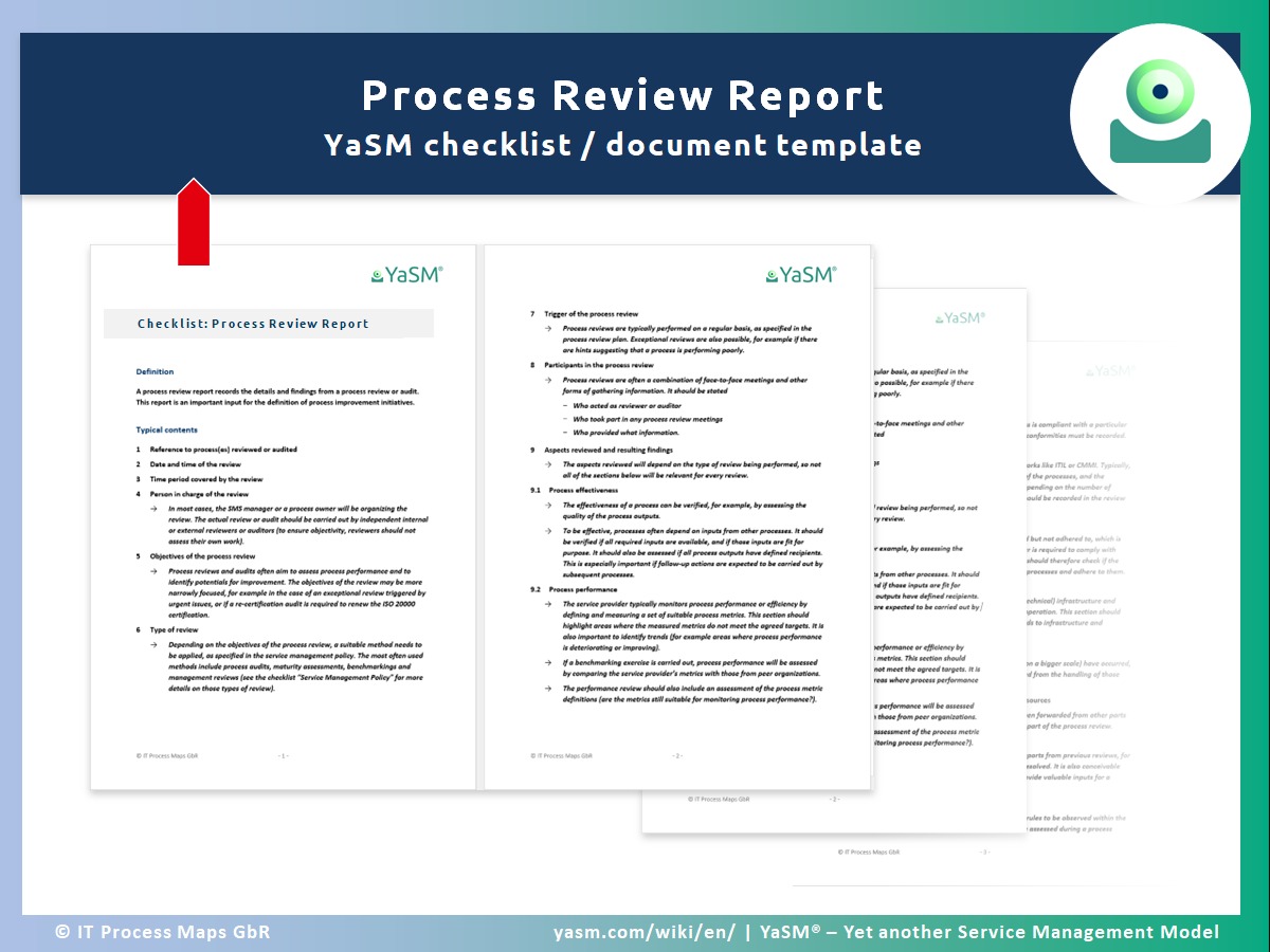 Process review report template. YaSM service management document templates and checklists (example).
