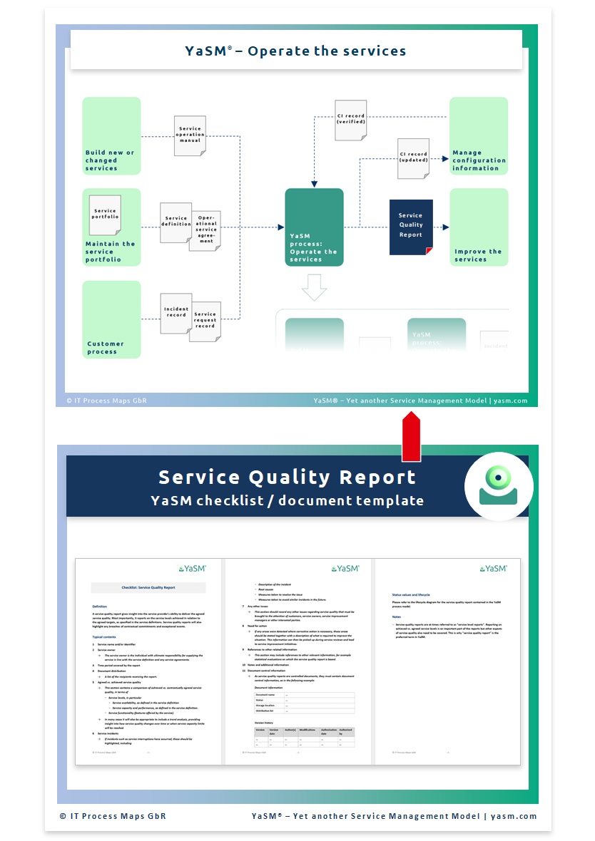Service quality report template. YaSM service management document templates and checklists (example).